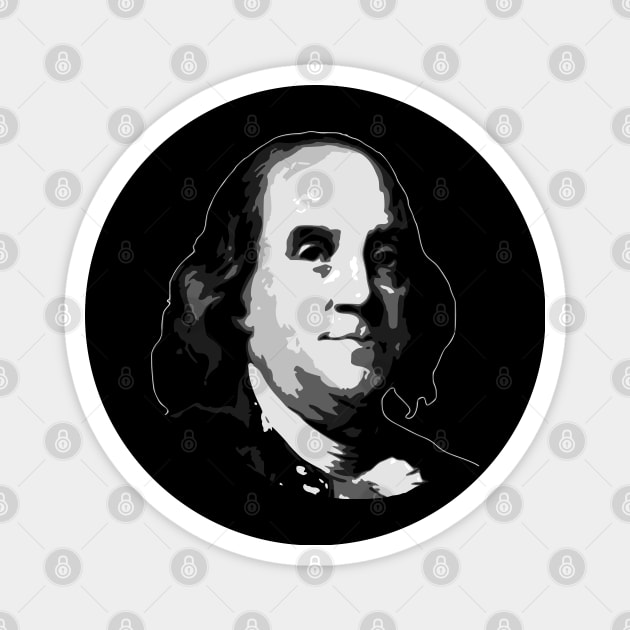 Benjamin Franklin Black and White Magnet by Nerd_art